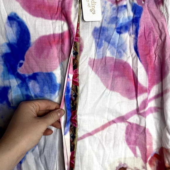 NWT Soft Surroundings roll tab button down artsy art to wear floral abstract M - Picture 7 of 16